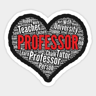 Professor Heart Shape Word Cloud Design graphic Sticker